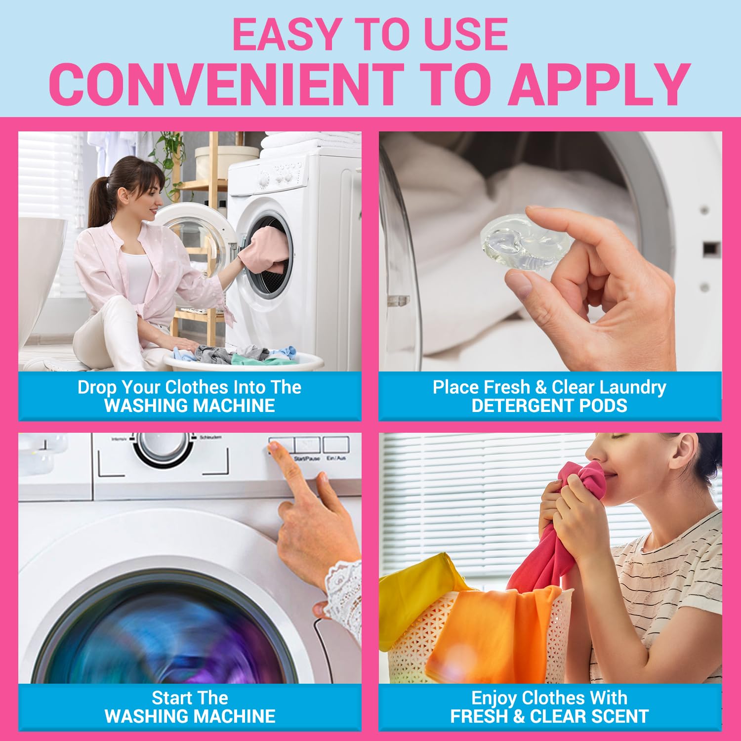 WBM Home Laundry Detergent Pods, 32 Count | Fresh & Clear Unscented | Laundry Pods 10x Ultrapower Cleaning With Color Protection and Eco-Friendly