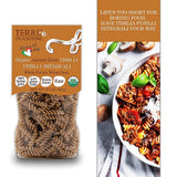 3 PACKS ORGANIC ITALIAN WHOLE DURUM WHEAT FUSILLI PASTA - Sicilian Ancient Grain Timilia Vegan Pasta Crafted in Italy. LOW-GLUTEN INDEX. Has 6X More