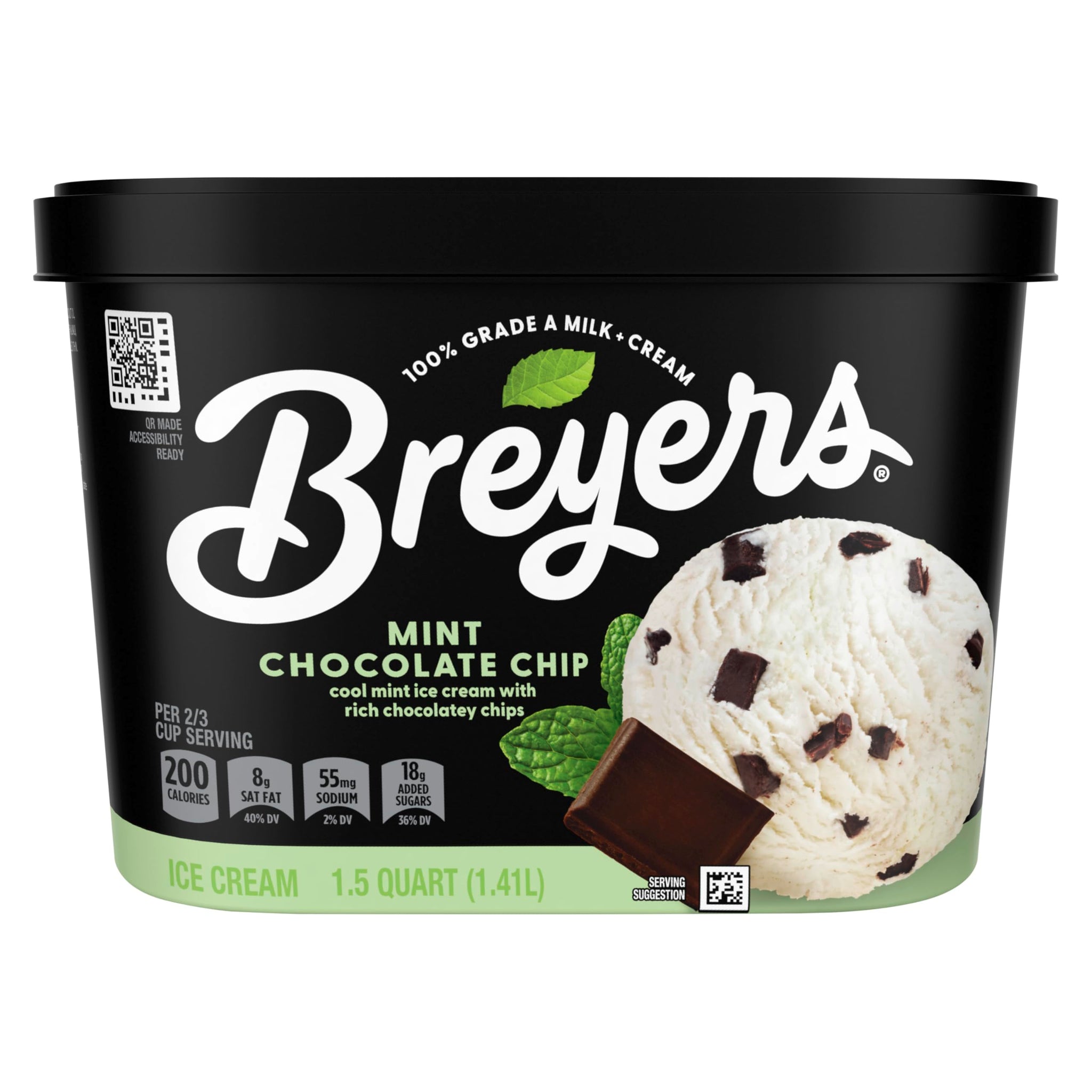 Breyers Ice Cream for a Delicious Frozen Treat Mint Chocolate Chip Made with 100% Grade A Milk & Cream 48 oz