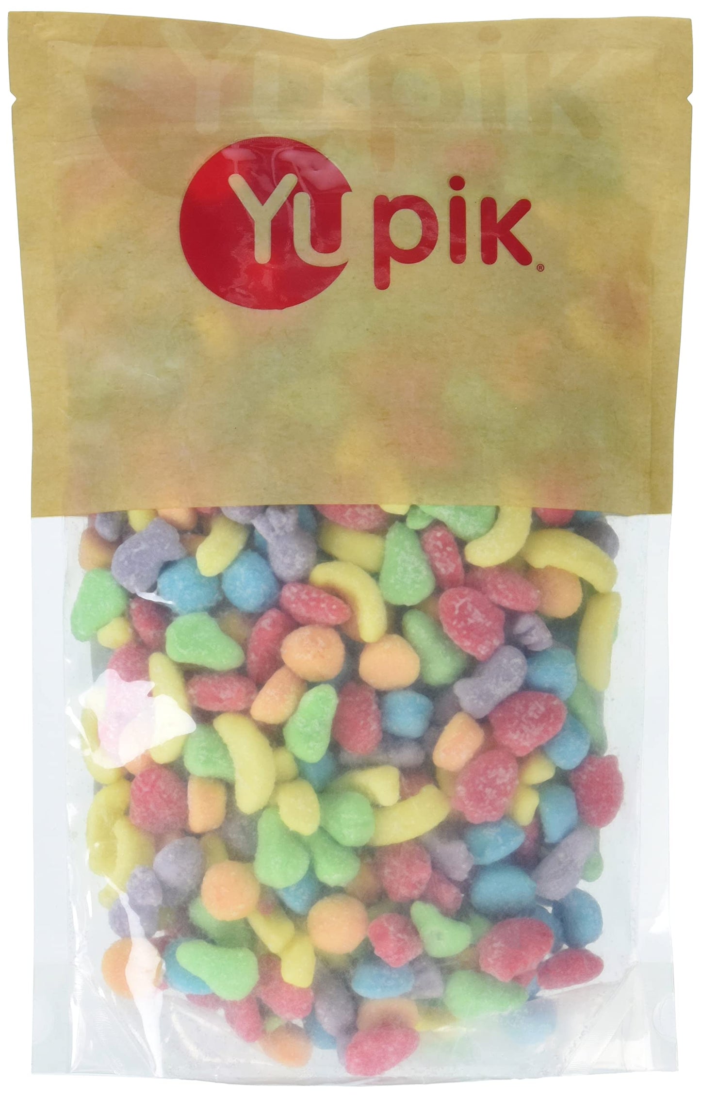 Yupik Mini Sour Fruit Mix, 2.2 lb (35.2 oz), Non-GMO Colorful Gummy Fruit Salad with Juicy Pears, Bananas, Oranges, & More, Dusted in Sour Sugar for a