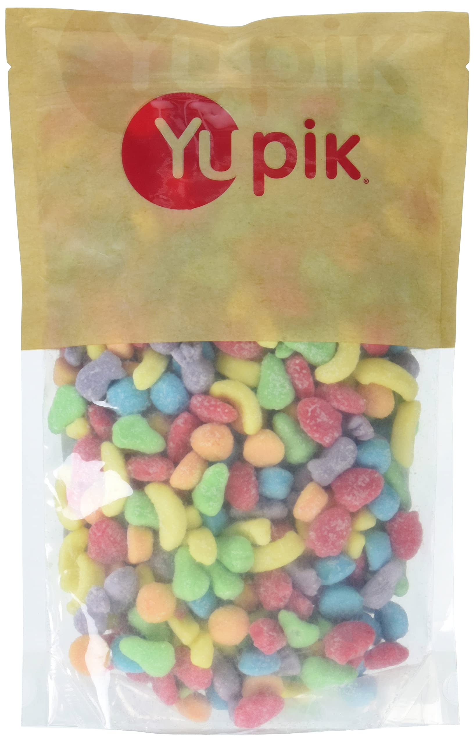 Yupik Mini Sour Fruit Mix, 2.2 lb (35.2 oz), Non-GMO Colorful Gummy Fruit Salad with Juicy Pears, Bananas, Oranges, & More, Dusted in Sour Sugar for a