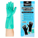 Restaurantware-Clean Tek Professional 15 Mil Extra Large Cleaning Gloves, 1 Pair Of Long Cuff Gloves - Flock Lining, No-Powder, Green Nitrile Chemical