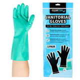 Restaurantware-Clean Tek Professional 15 Mil Extra Large Cleaning Gloves, 1 Pair Of Long Cuff Gloves - Flock Lining, No-Powder, Green Nitrile Chemical