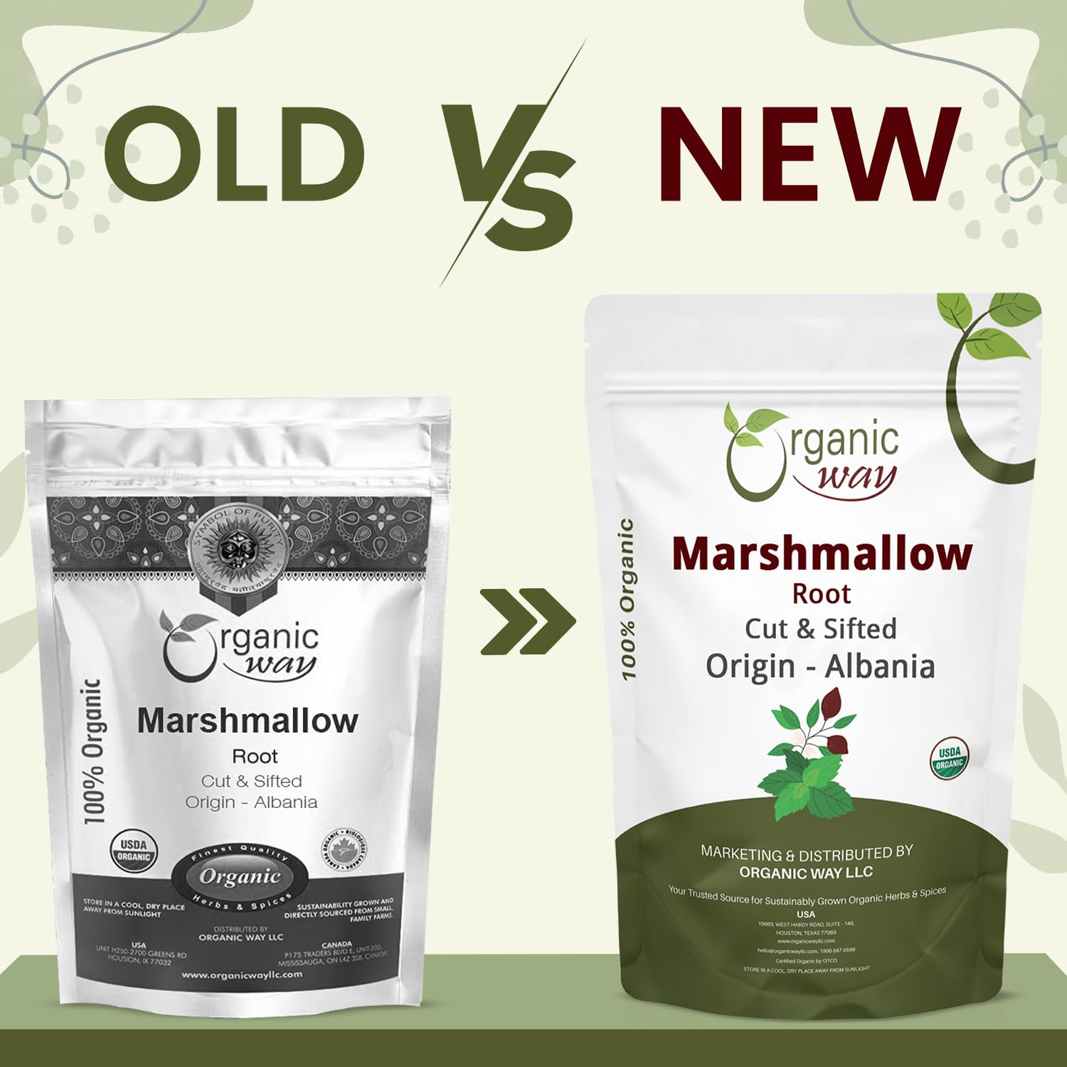 Organic Way Marshmallow Root | Herbal Tea (Althaea officinalis) Cut & Sifted - European Wild-Harvest | Organic & Kosher Certified | Non GMO & USDA