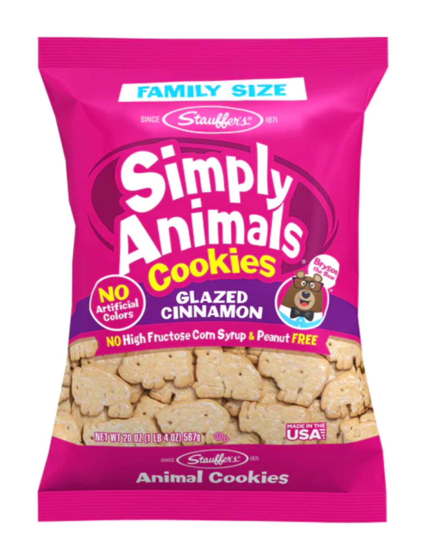 Stauffer's Simply Animals Glazed Cinnamon Bulk Bags - Pack of 2-20 oz Bags - Perfect for Sharing with the Whole Family - Tasty Treats - Great
