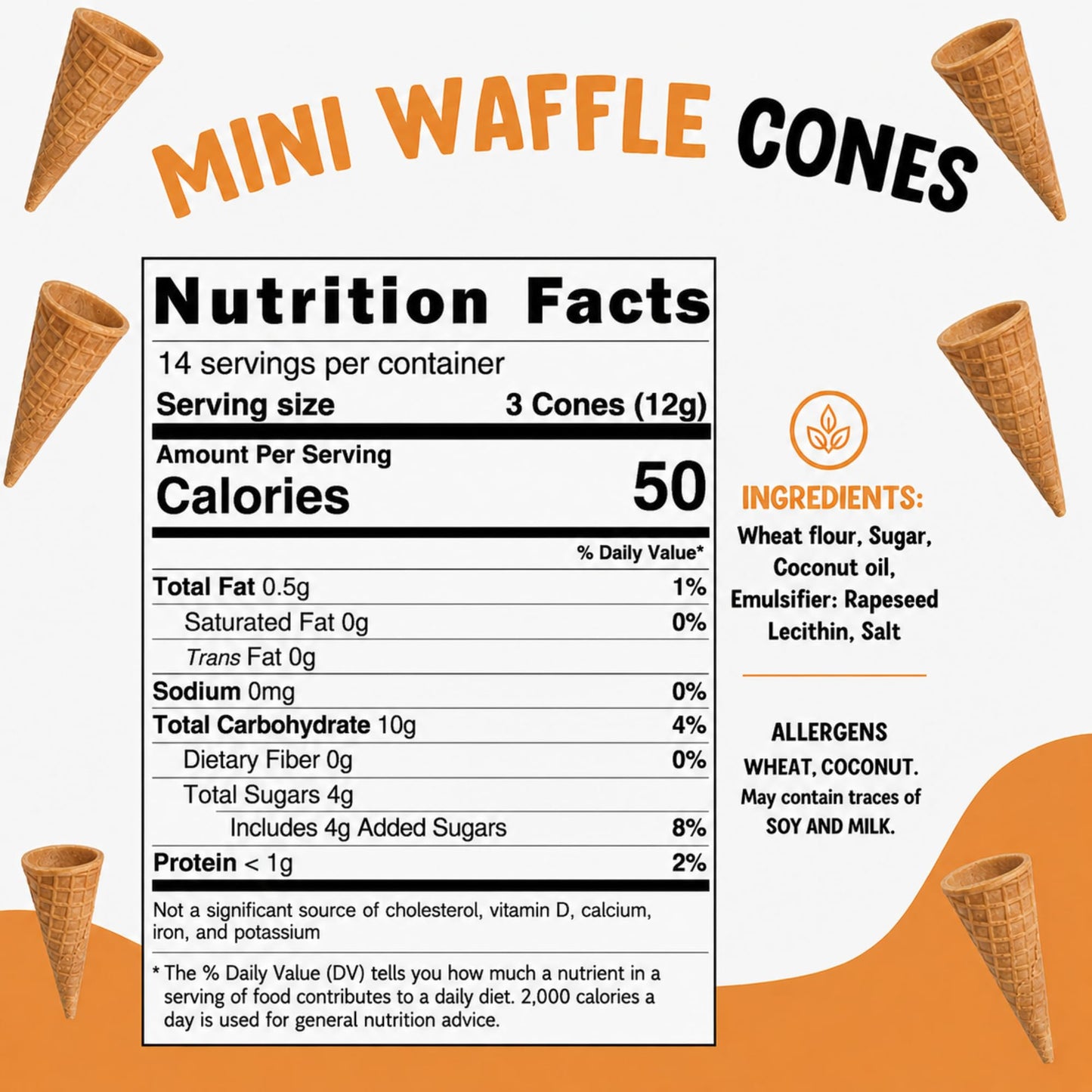Mini Ice Cream Cones - 21 Mini Waffle Cones - Great For Cake Pops and More - Tiny Waffle Ice Cream Cones - Mini Sugar Cones - Packed For Safe Delivery