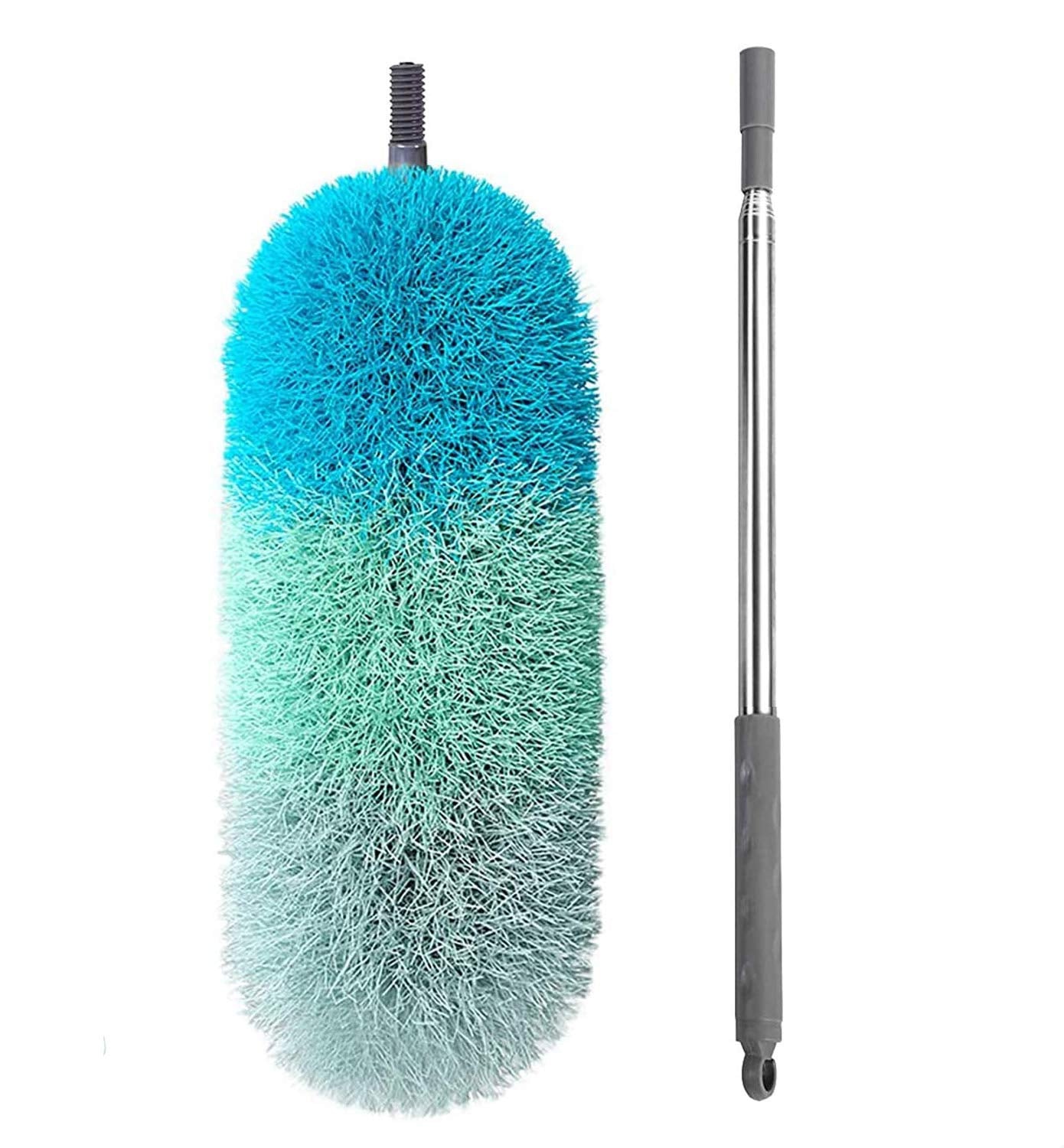 BOOMJOY Microfiber Feather Duster with 100 inches Extension Pole, Dusters for Cleaning High Ceiling, Fan, Blinds, Furniture