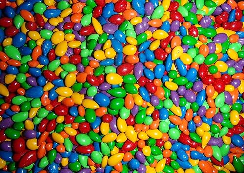 Sunbursts - Rainbow Colored Chocolate Covered Sunflower Seeds 1/2 Pound ( 8 Ounces )