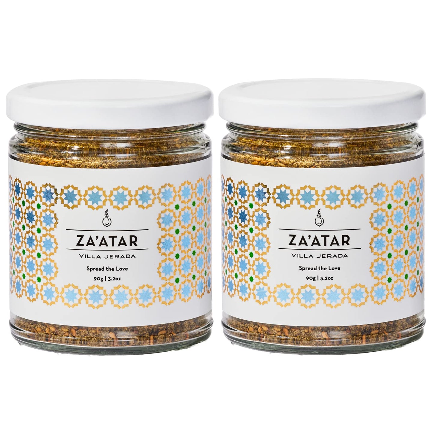 Villa Jerada, Za'atar with Hyssop (Zaatar/Zatar/Zahtar), Premium Middle Eastern Spice Blend, 3.2 oz (ZA'ATAR - 2 JARS)
