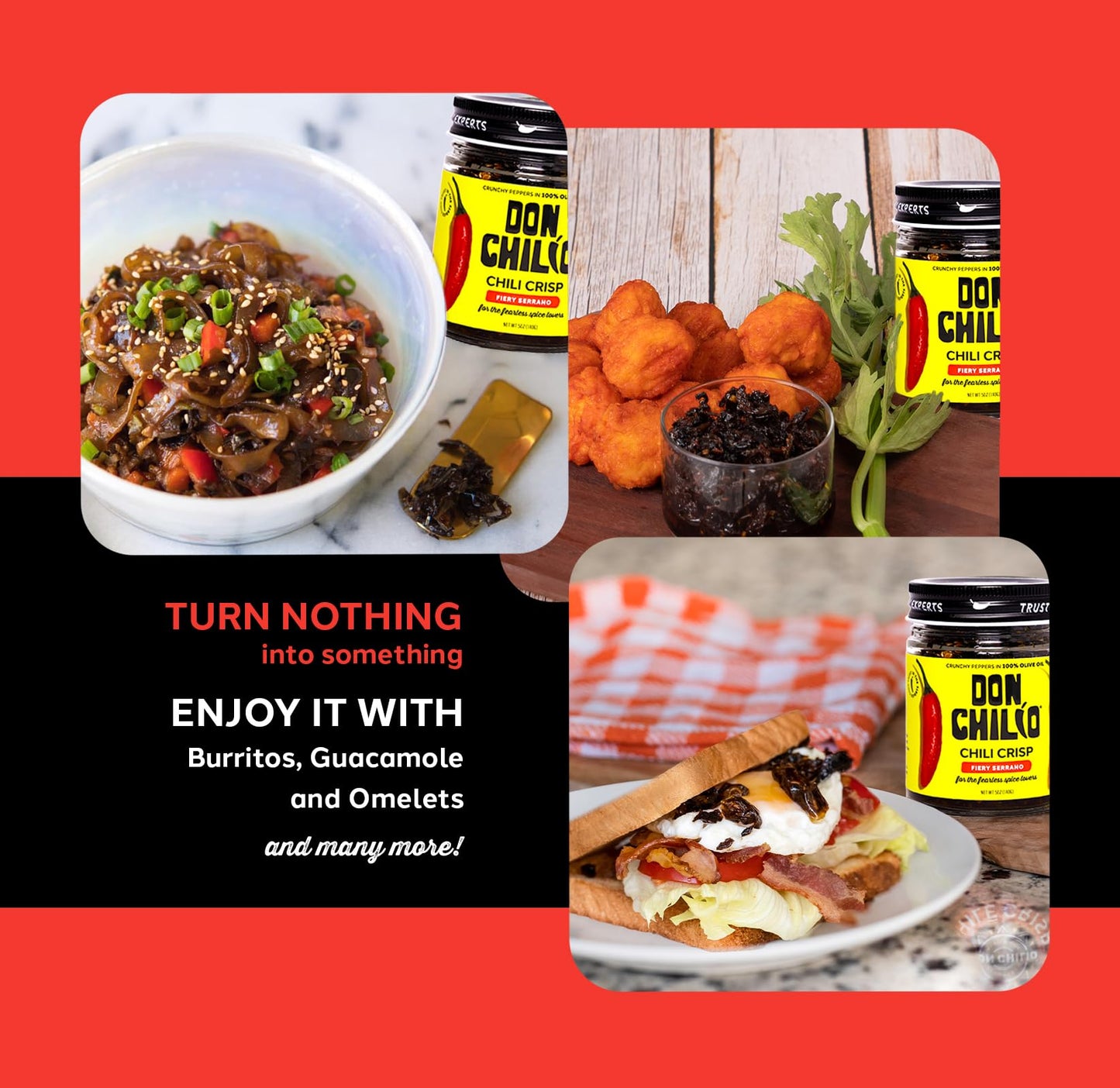 Don Chilio Medium Heat Serrano Mexican Chile Crisp, 5 oz, 3 Pack - Crunchy Sliced Serrano Fried Chili Peppers in Hot Seasoned 100% Olive Oil