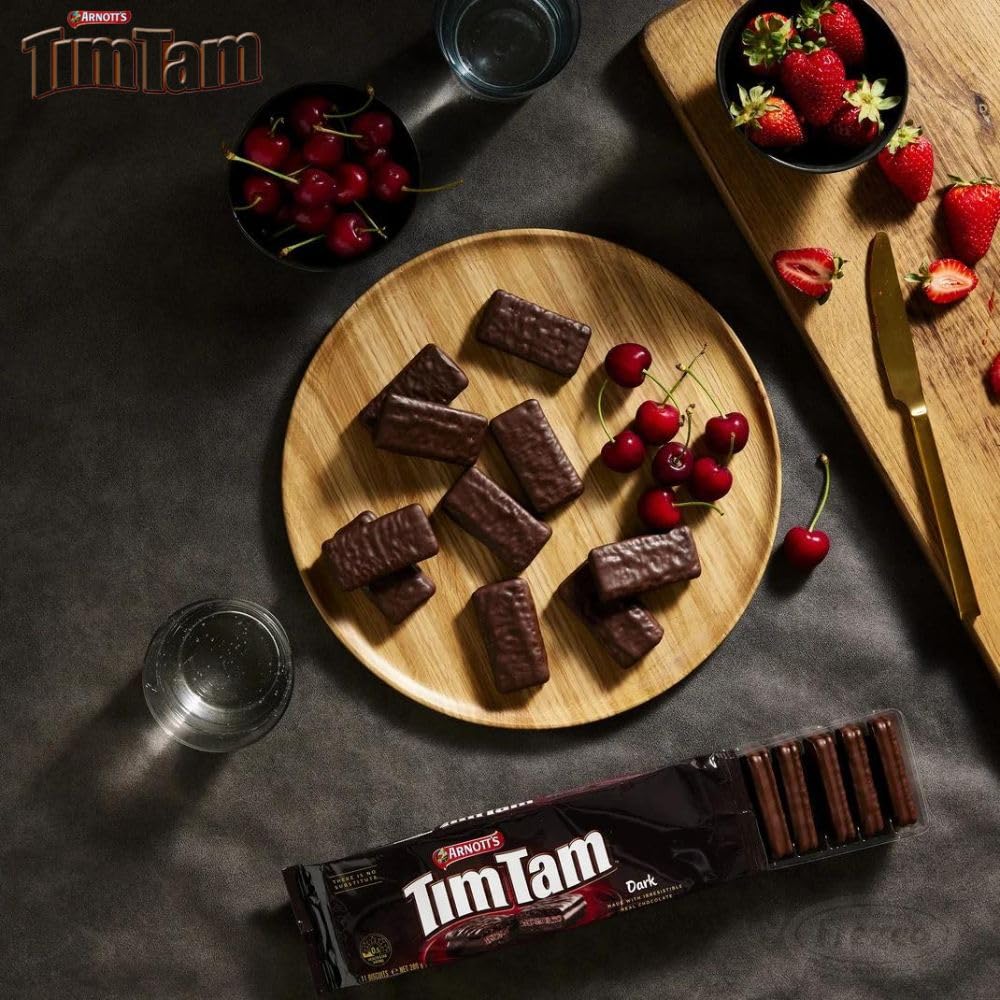 Tim Tam Dark Chocolate Biscuits - 4-Pack (200g) Made in Australia - Rich Dark Chocolate Coating - Classic Australian Treats
