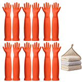 Vsootal 17.8" 6 Pairs Reusable Long Household Cleaning Gloves,Rubber Kitchen Dishwashing Gloves,Thickening,Long Sleeves, for Washing Dishes, Pet