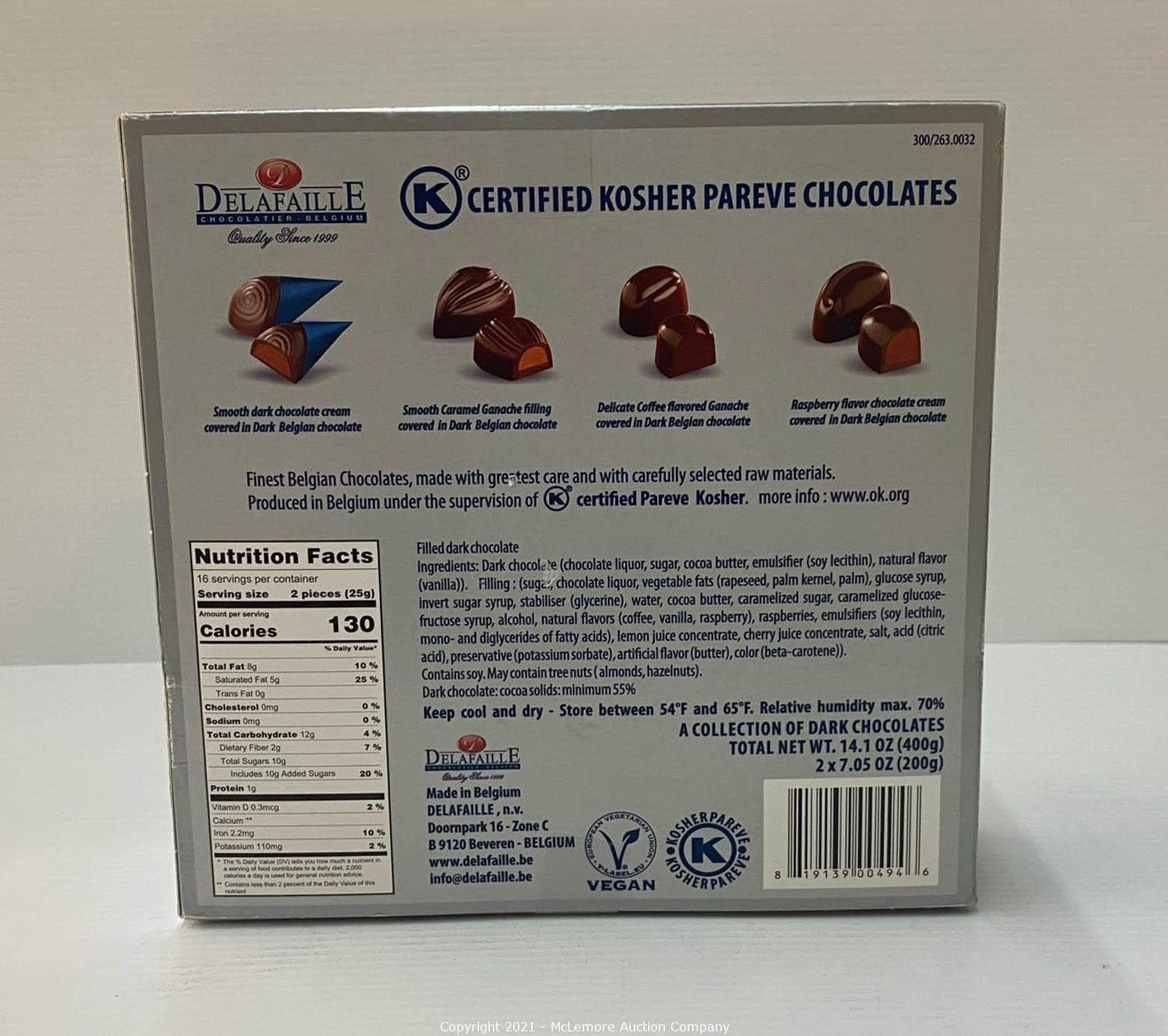 Delafaille Premium Belgian Kosher/Vegan Assorted Chocolates Gift Boxeis