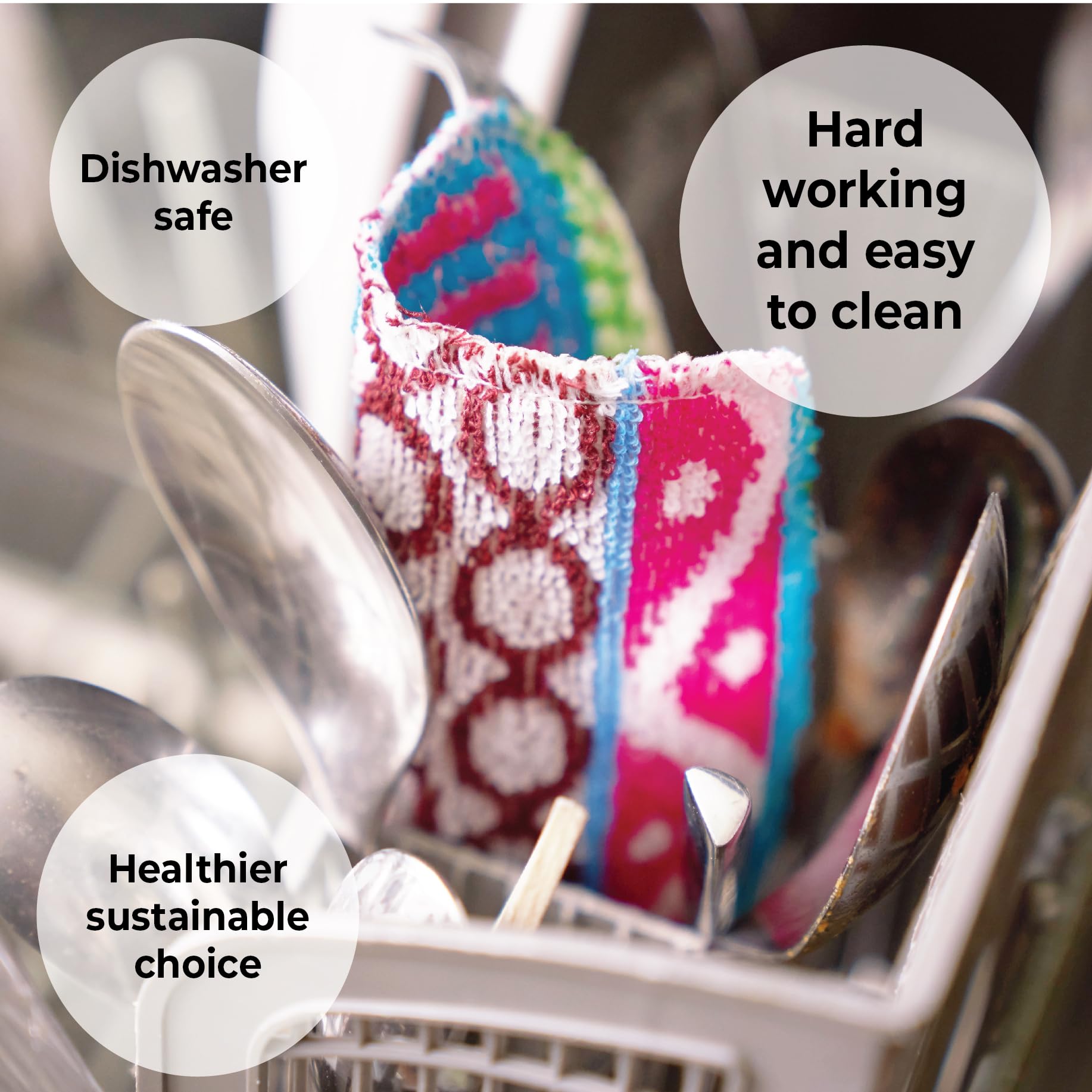 Skoy Scrub, 2-pack Reusable, Non-Scratching Dish Scrubber for Kitchen and Household Cleaning, Planet-Friendly, Dishwasher Safe Soft Scrub, Assorted