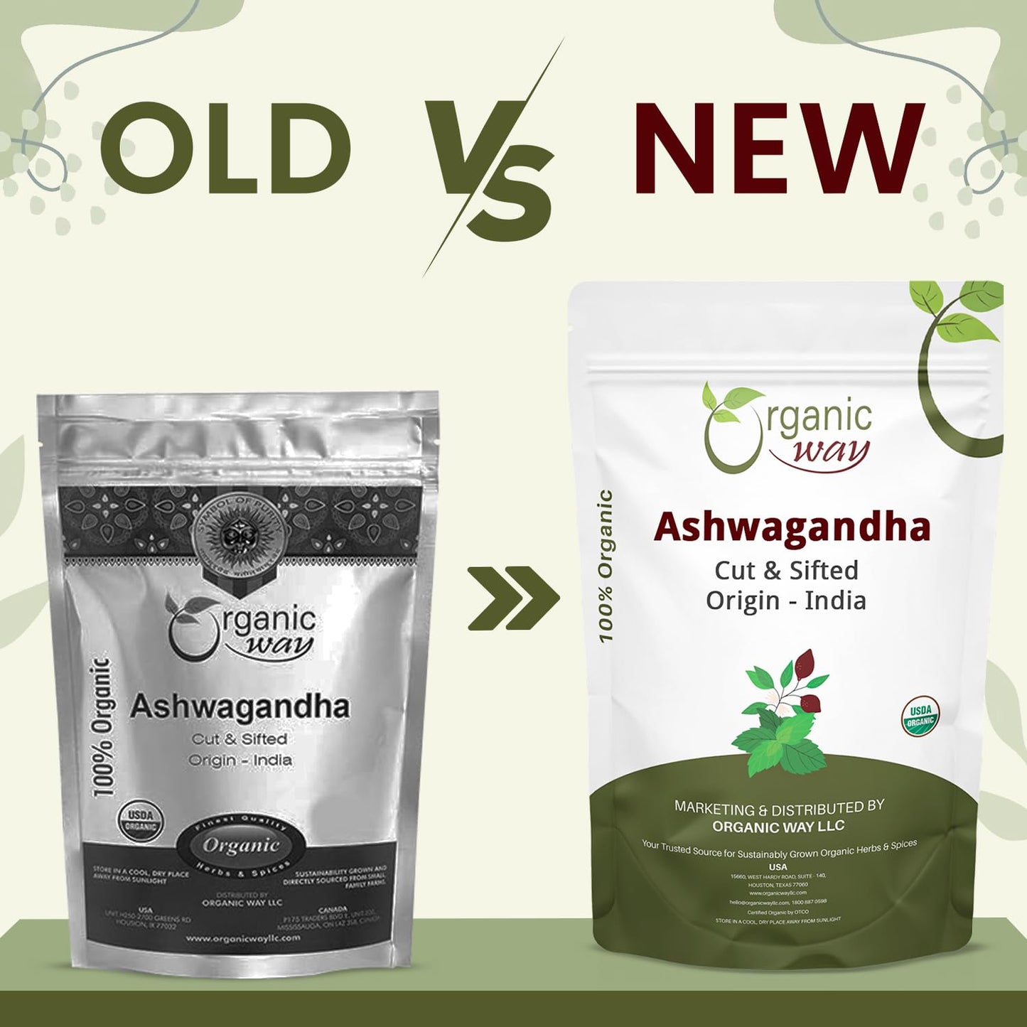 Organic Way Ashwagandha Root Cut & Sifted (Withania somnifera) - Organic & Kosher Certified | Vegan, Non GMO & Gluten Free | USDA Certified | Origin