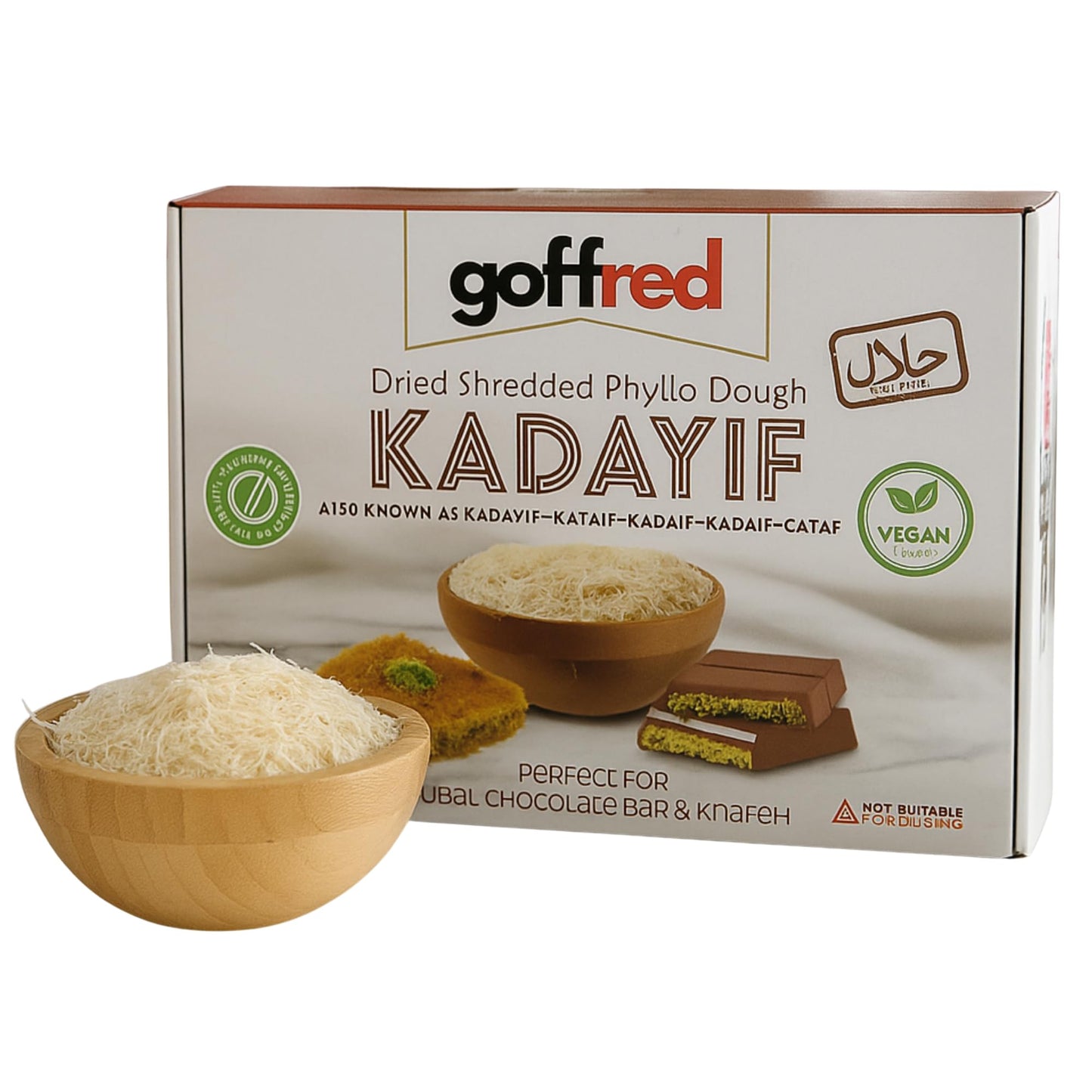 Goffred Dried & Shredded Kataifi (1.1lb) Ingredient for Dubai Chocolate Bar Filling with Pistachio Cream Phyllo Dough for Filling Pastry Shells