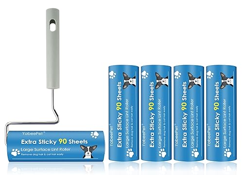 Extra Sticky Large Surface Lint Roller, 6.3'' Giant Lint Roller for Pet Hair, Lint Remover Roller for Cat Hair, Clothes, Furniture (1 Handle + 450