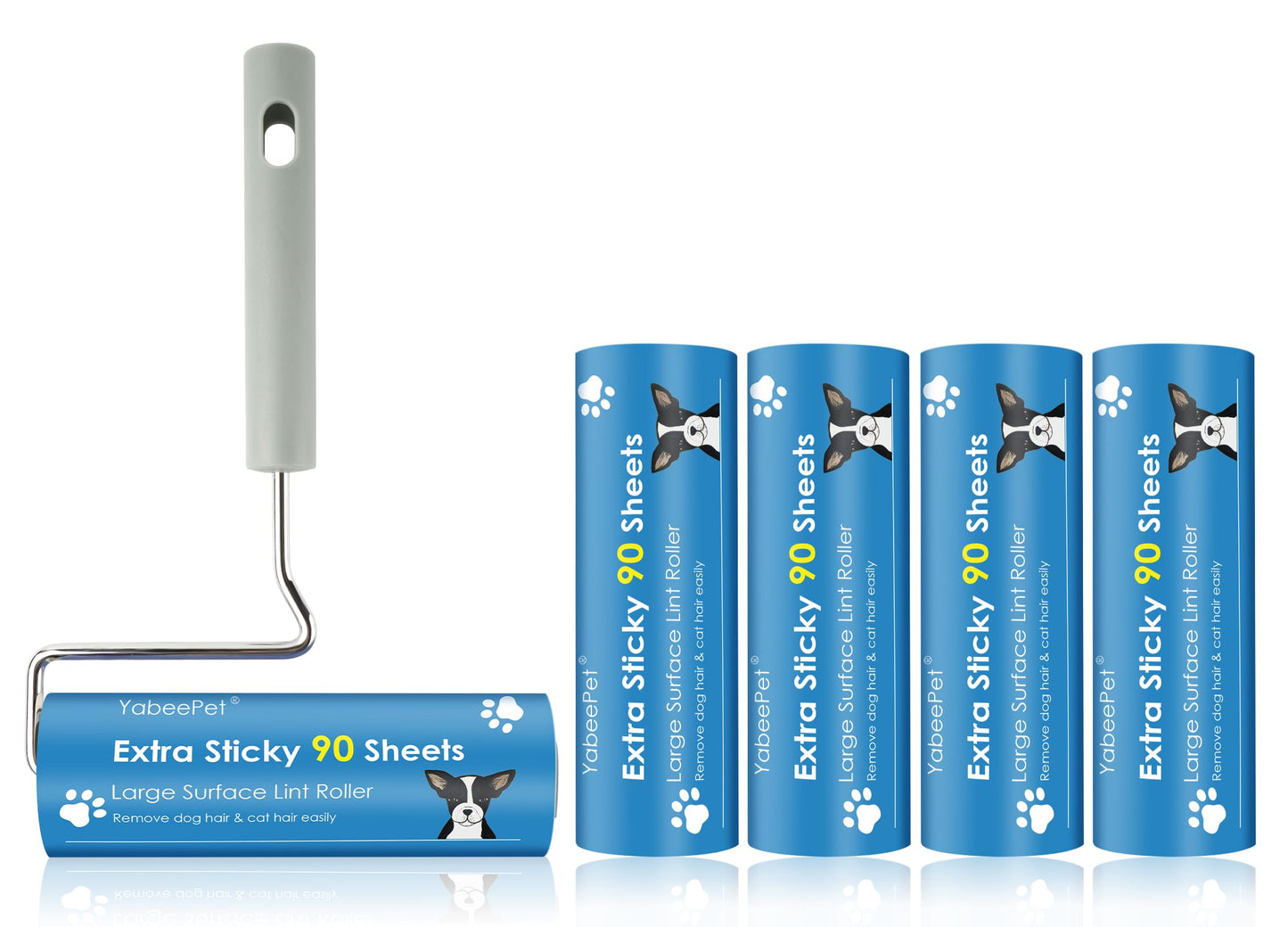 Extra Sticky Large Surface Lint Roller, 6.3'' Giant Lint Roller for Pet Hair, Lint Remover Roller for Cat Hair, Clothes, Furniture (1 Handle + 450
