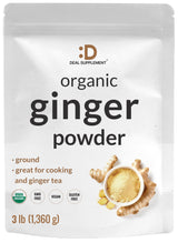 DEAL SUPPLEMENT Organic Fresh Ginger Powder, 3lbs - Finely Ground for Easy Mixing, Raw Ginger Spice Flavor, Indian Origin - Great for Chews, Tea