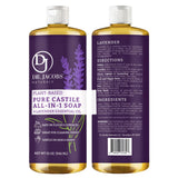 Dr. Jacobs Naturals Lavender Castile All-in-One Cleaner and Soap - Plant-Based Formula for House Cleaning Floors and Appliances - Gentle on Skin
