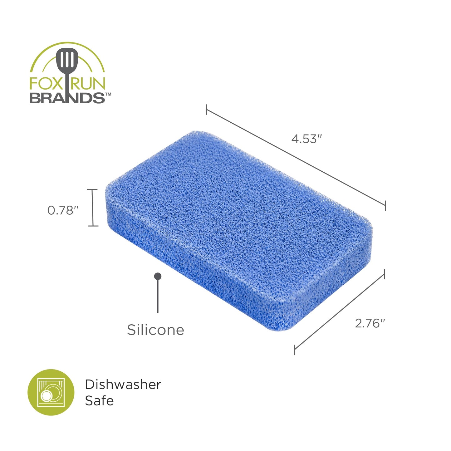 Fox Run Silicone Dish Scrubbers, Set of 6 Multi-Purpose Reusable Cleaning Brushes, Safe for Non-Stick, Blue, Cyan, and Light Purple