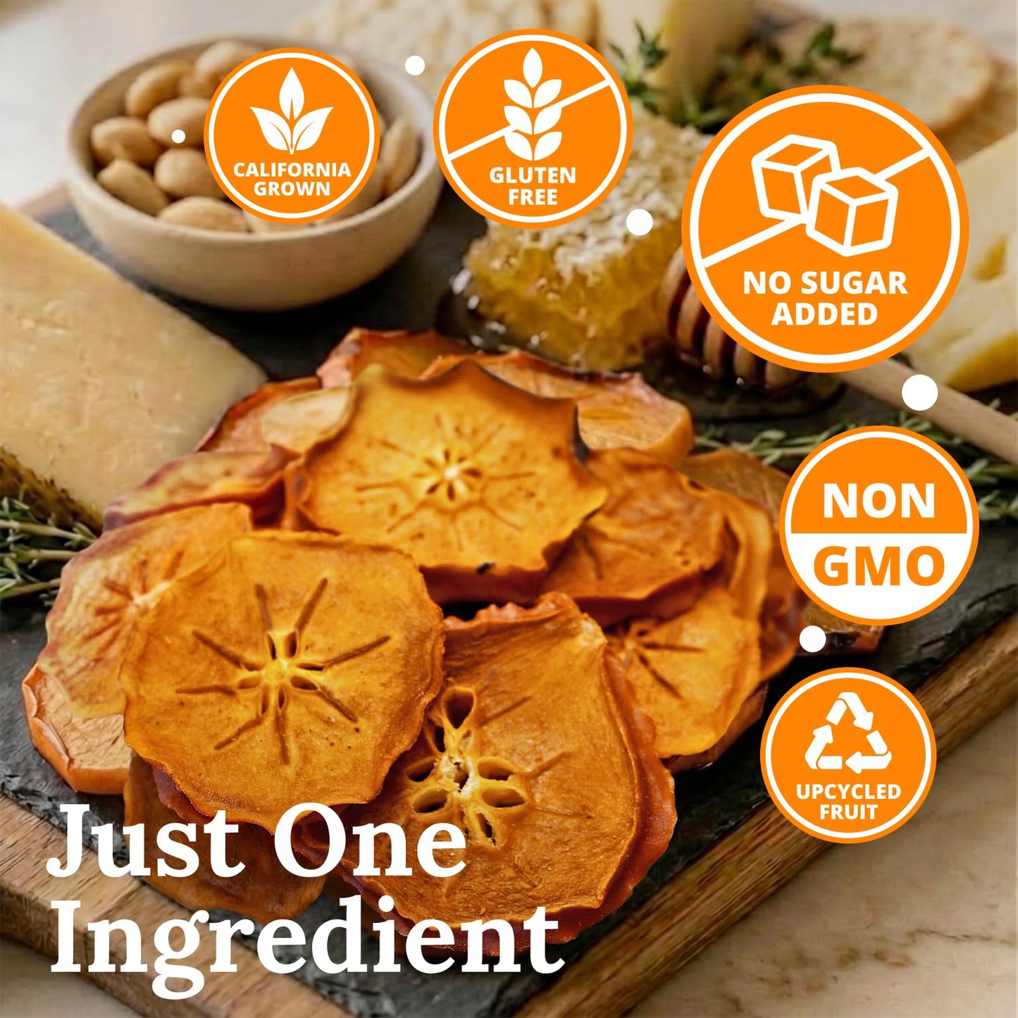 Bella Viva Dried Persimmons, 1.5 lb - California Dried, Upcycled Persimmon Slices - No Sugar Added, No Sulfites - Soft & Chewy Dry Persimmon Fruit
