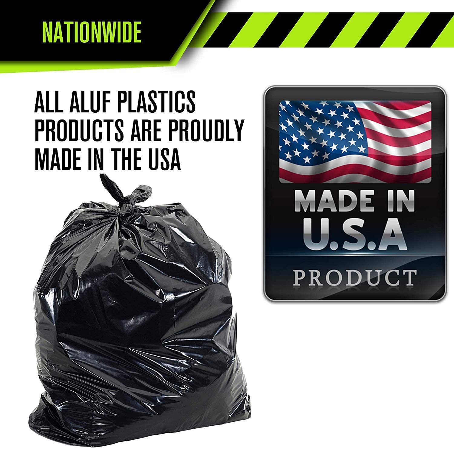 Aluf Plastics 50-55 Gallon 2.3 MIL Black Heavy Duty Garbage Trash Bags - 36" x 58" - Pack of 100 - For Contractor, Industrial, Institutional