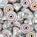 85 Pcs Chocolate Eyeballs Halloween Party Favors Googly Eyes Stickered Silver Kisses Candy (13.6oz) - No Assembly Required