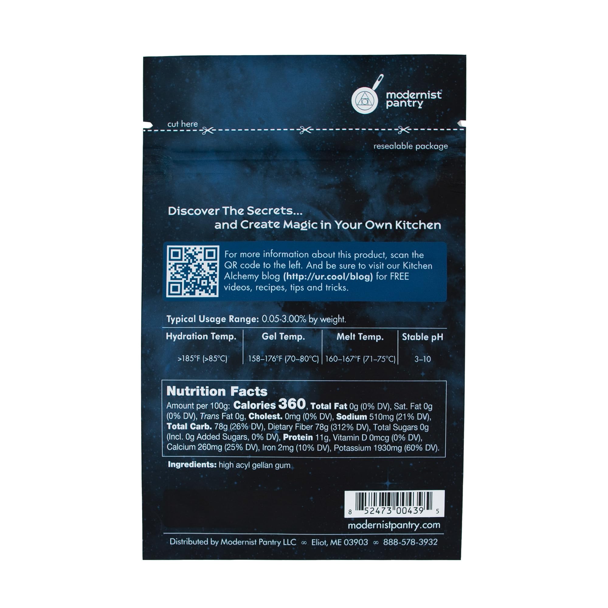 Pure Gellan Gum LT100 - High Acyl ? Non-GMO Vegan OU Kosher Certified - 50g/2oz