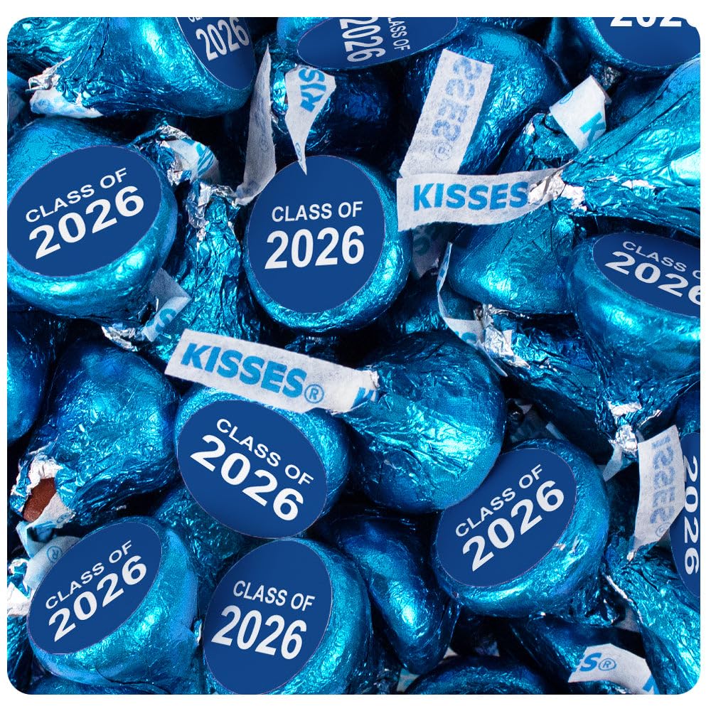 85 Pcs Blue Graduation Candy Class of 2026 Kisses Chocolate (13.6oz, Approx. 85 Pcs)