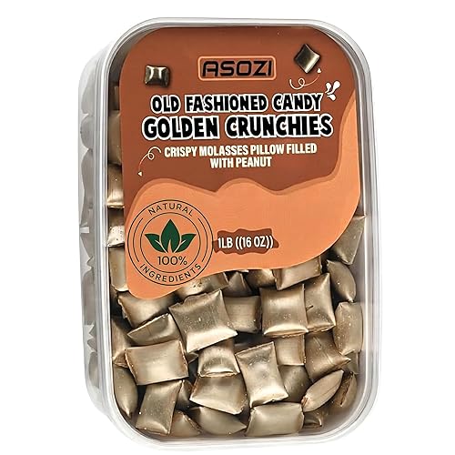 Golden Crunchies Molasses Peanut Candy - 1 pound, Peanut Pillows Old Fashioned Candy, Perfect Gifts for Mother Day and Father Day -16oz by ASOZI