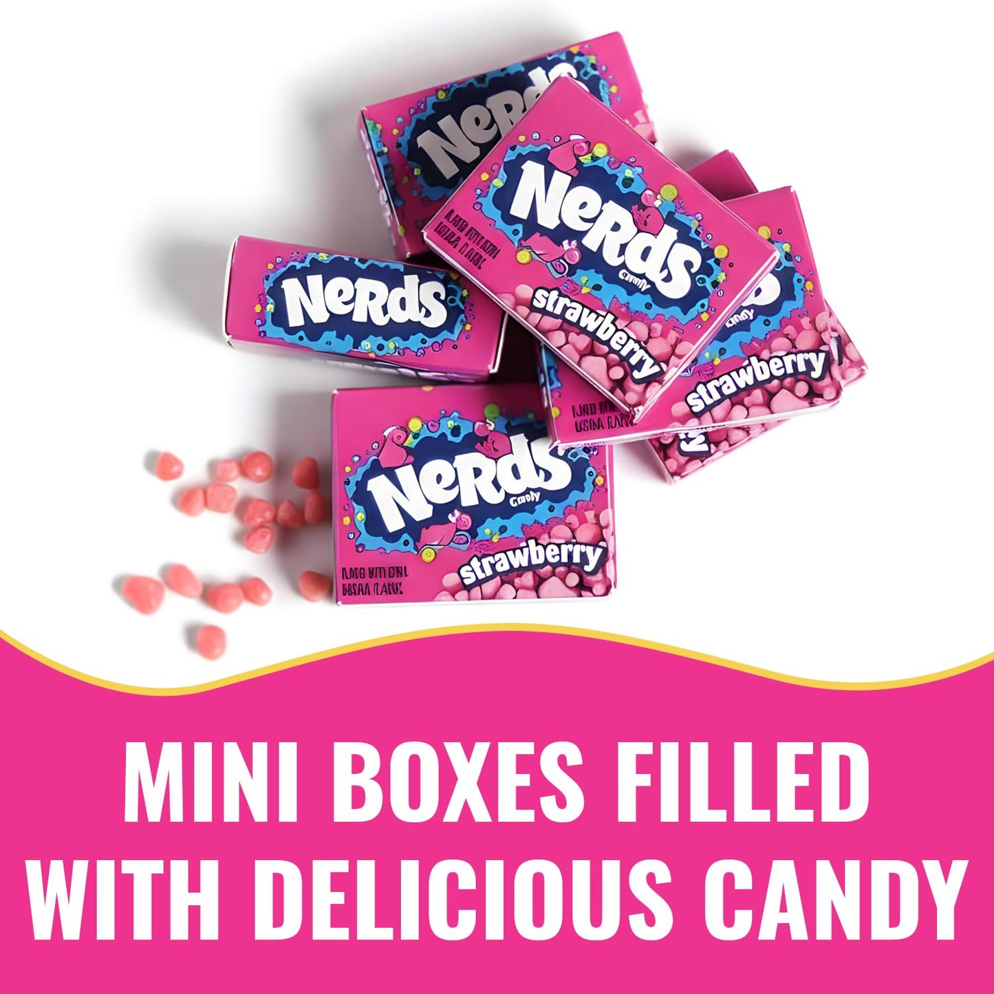 37.6 Lb. Bulk 1134 pieces Strawberry Nerds Mini Size Candy Boxes