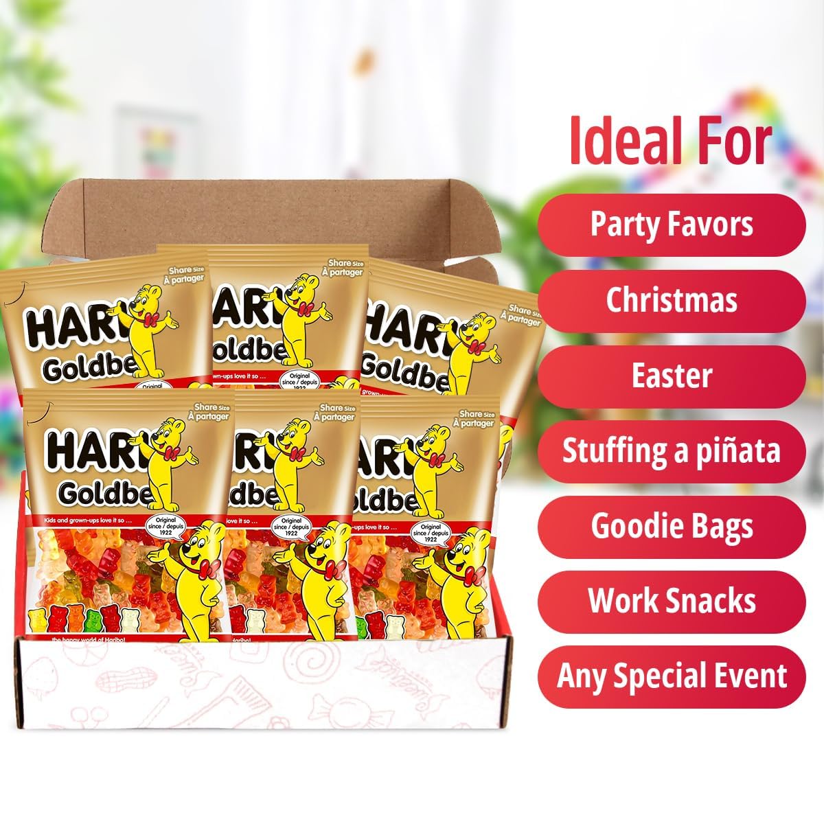 Goldbears Gummy Bears Candy - 40 Treat-Size Bags (0.4 oz Each), Assorted Fruit Flavors - Individually Wrapped - Perfect for Snacks, Party Favors