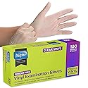 Inspire Exam Medical Clear Vinyl Disposable Gloves - Latex Free for Cleaning, Food Prep (100, Large)