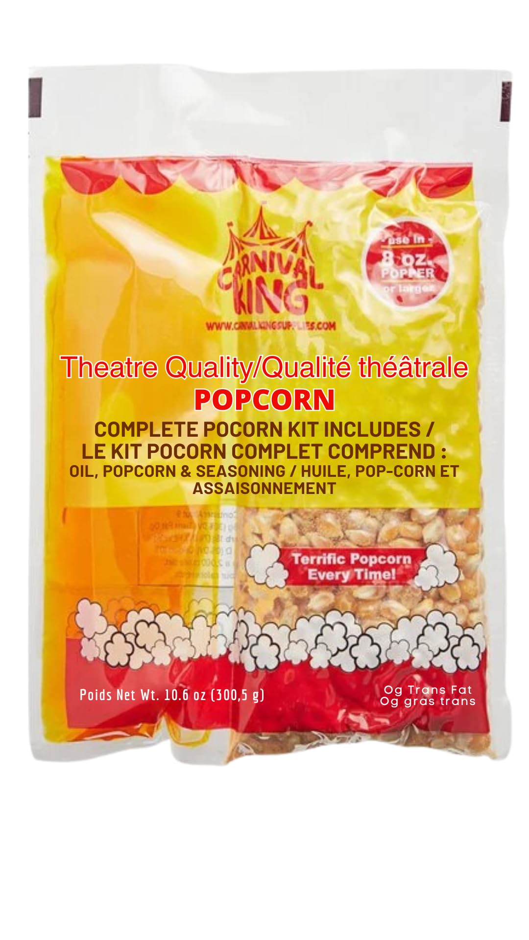 Carnival King All-In-One Popcorn Kit for 8 -10 Ounce Poppers - 24/Case