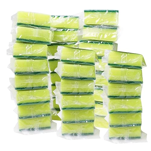 Sadocom 36 Pack Dishwashing Sponge Individually Wrapped, Non Scratch Scrub Sponges Scouring Pad for Household Cleaning, Sink, Pots, Pans