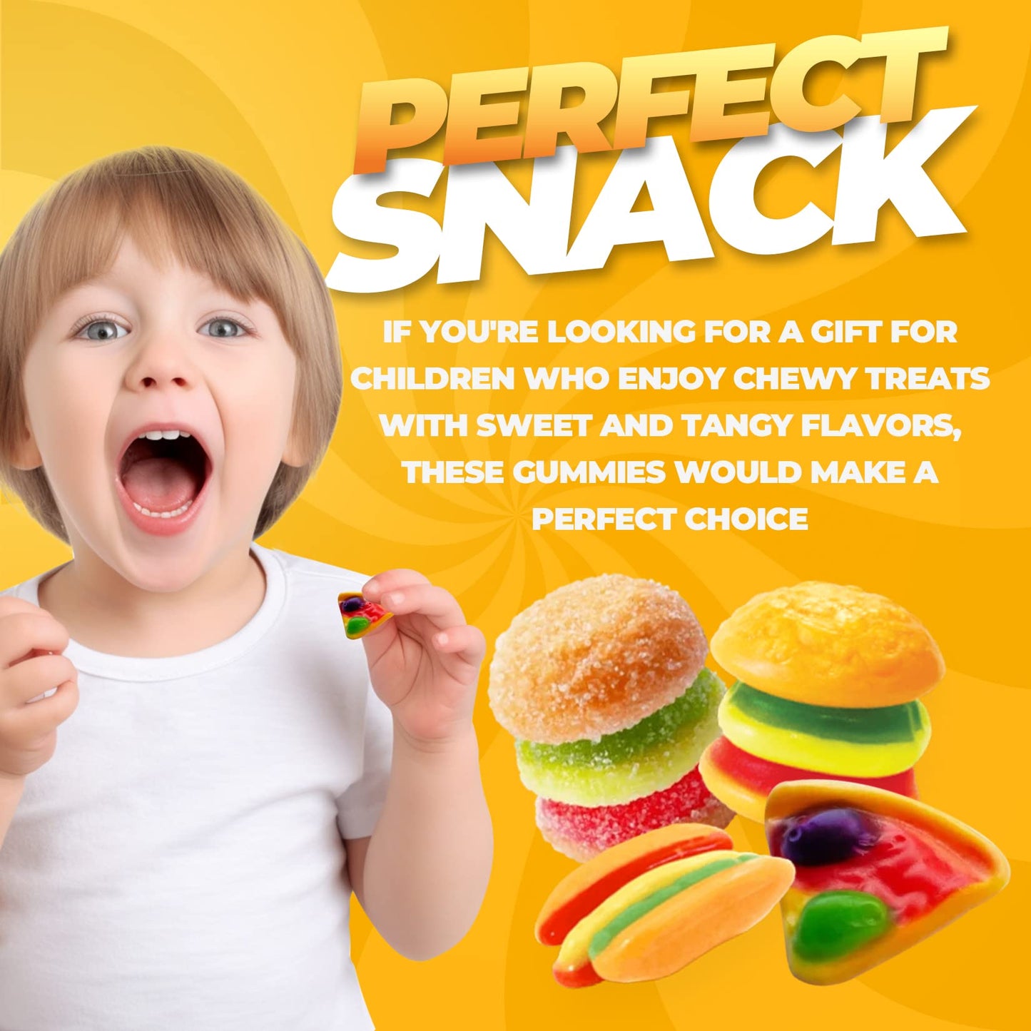 eFrutti Gummy Candy Variety Pack - Sweet & Sour Gummies with Burgers, Mini Burgers, Pizza and Hot Dog Tangy Fruity Gummies Bulk Candy for Home, Office