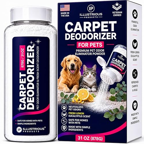Carpet Deodorizer for Pets - Pet Odor Eliminator Powder for Strong Dog & Cat Urine Odors - Baking Soda Carpet Freshener for Carpets & Rugs - Lemon