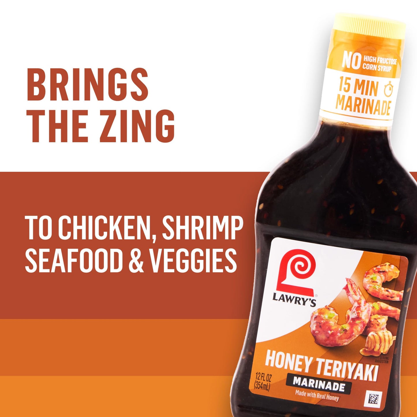 Lawry's Marinade, Honey Teriyaki, 15 Minute Marinade, No High Fructose Corn Syrup, Made with Honey, Soy Sauce, and Garlic, Great with Chicken, Shrimp