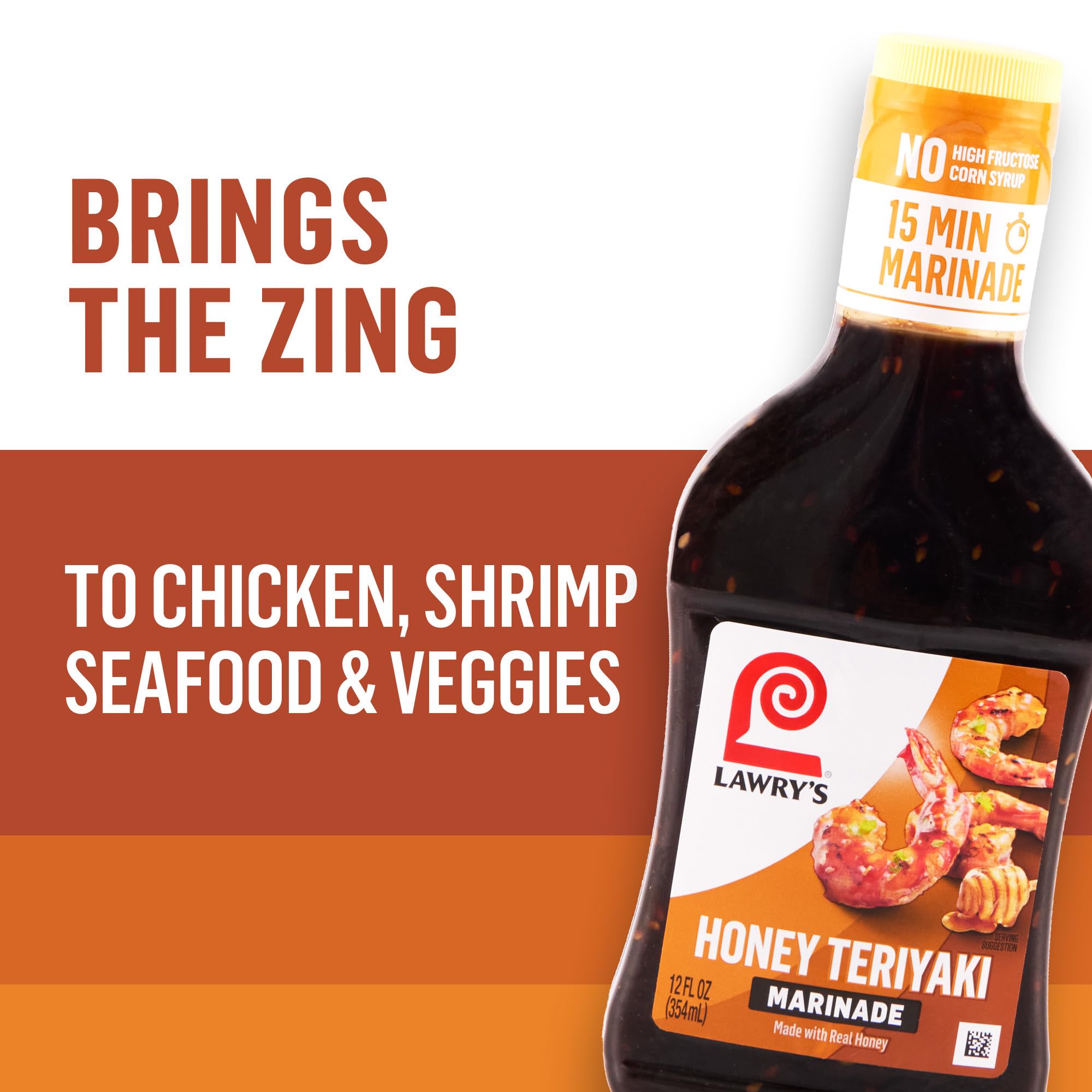 Lawry's Marinade, Honey Teriyaki, 15 Minute Marinade, No High Fructose Corn Syrup, Made with Honey, Soy Sauce, and Garlic, Great with Chicken, Shrimp