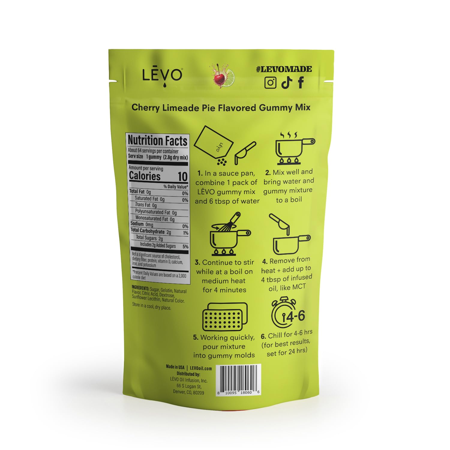 L?VO Gummy Mix - Cherry Limeade - Make Your Own Infused Gummies - Each Bag Makes 64 Gummies - 1 Pack