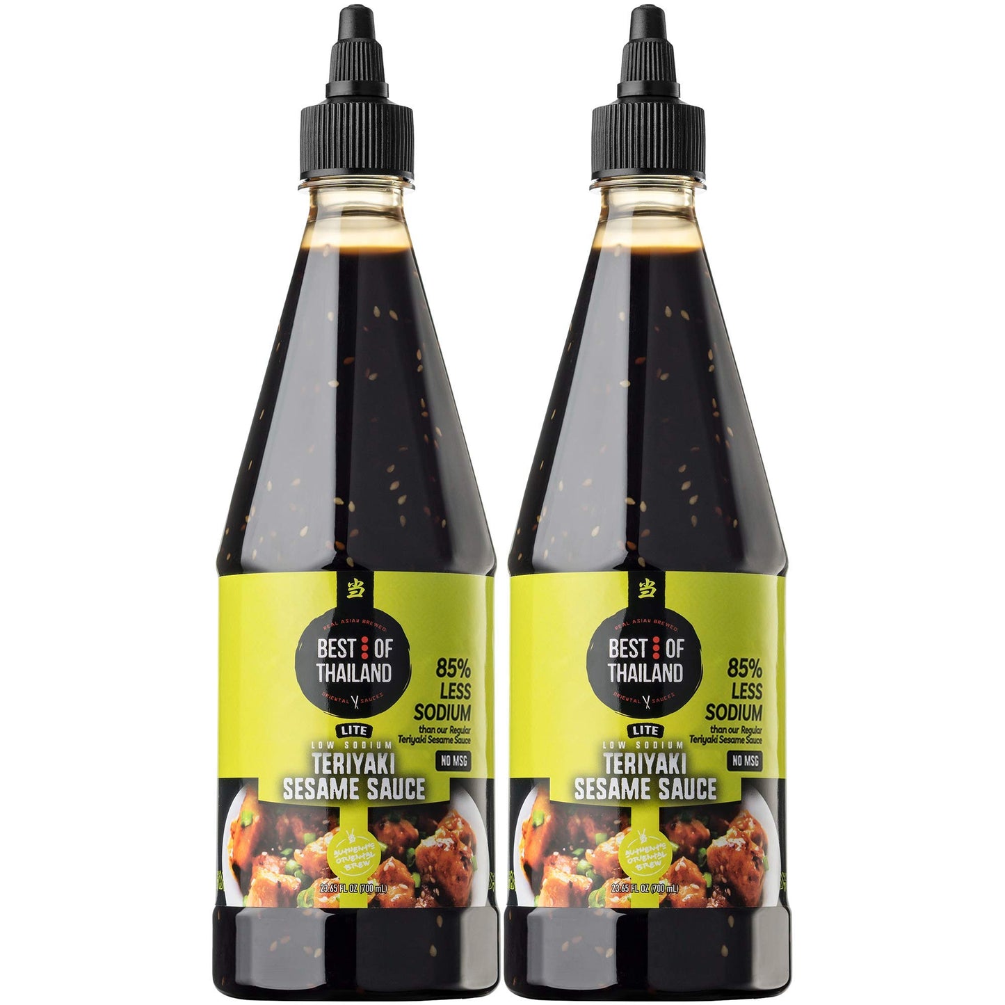 Best of Thailand Sesame Teriyaki Soy Sauce Lite | 2 Bottles of 23.63oz Low-Sodium Authentic Asian-Brewed Marinade, Glaze, Salad Dressing & Dipping
