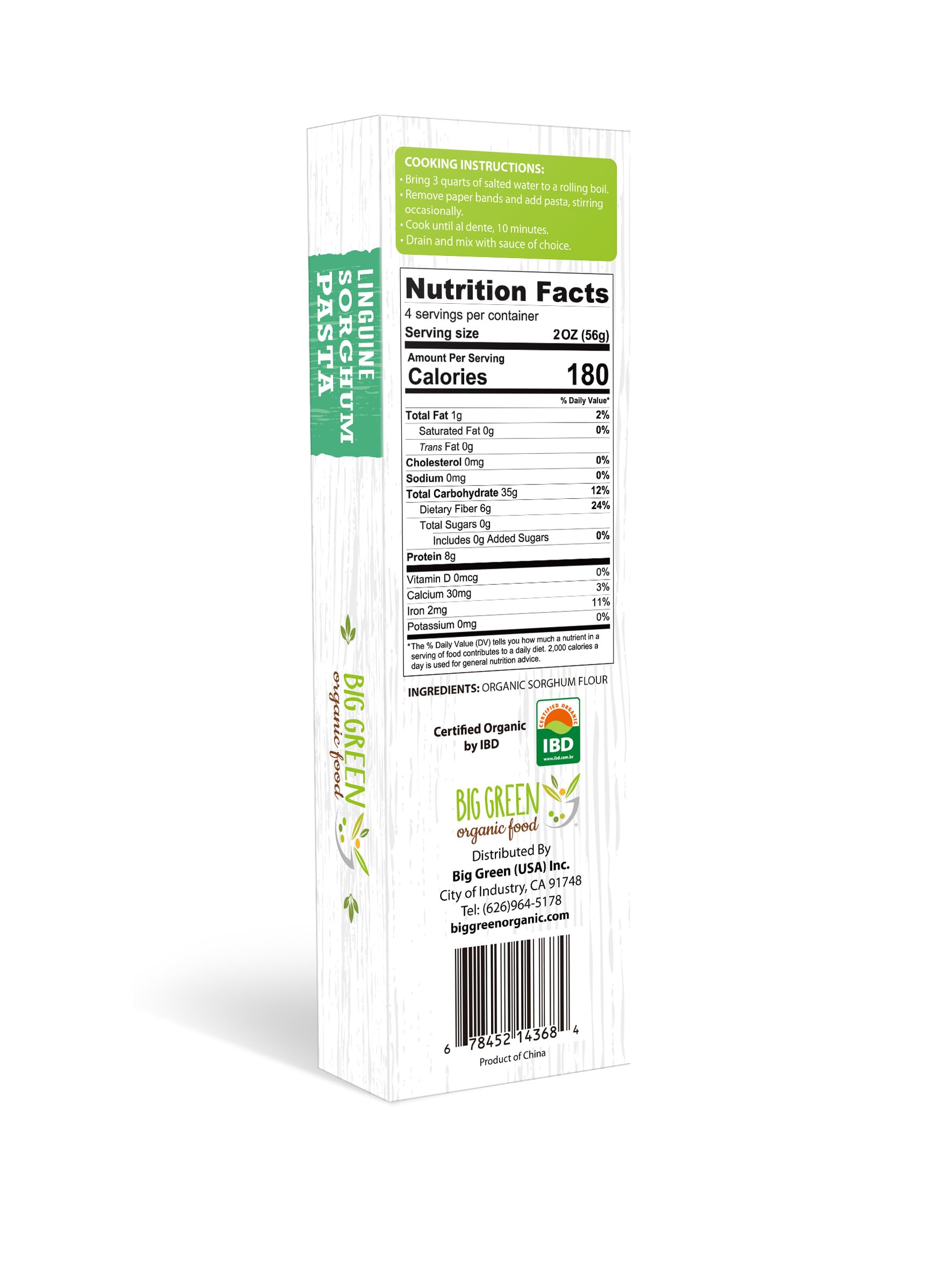Big Green Organic Food- Organic Sorghum Linguine, Gluten-Free, Lectin-Free, Non-GMO, Vegan, Wheat and Rice Alternative, 8.8oz (3 Pack)