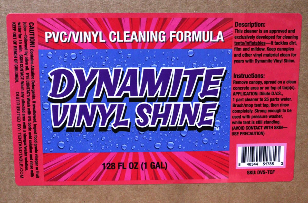 TentandTable Dynamite Vinyl Shine: Premium Cleaner for Party Tents, Wedding Tents, Event Tents & More - Formula for Vinyl Surfaces