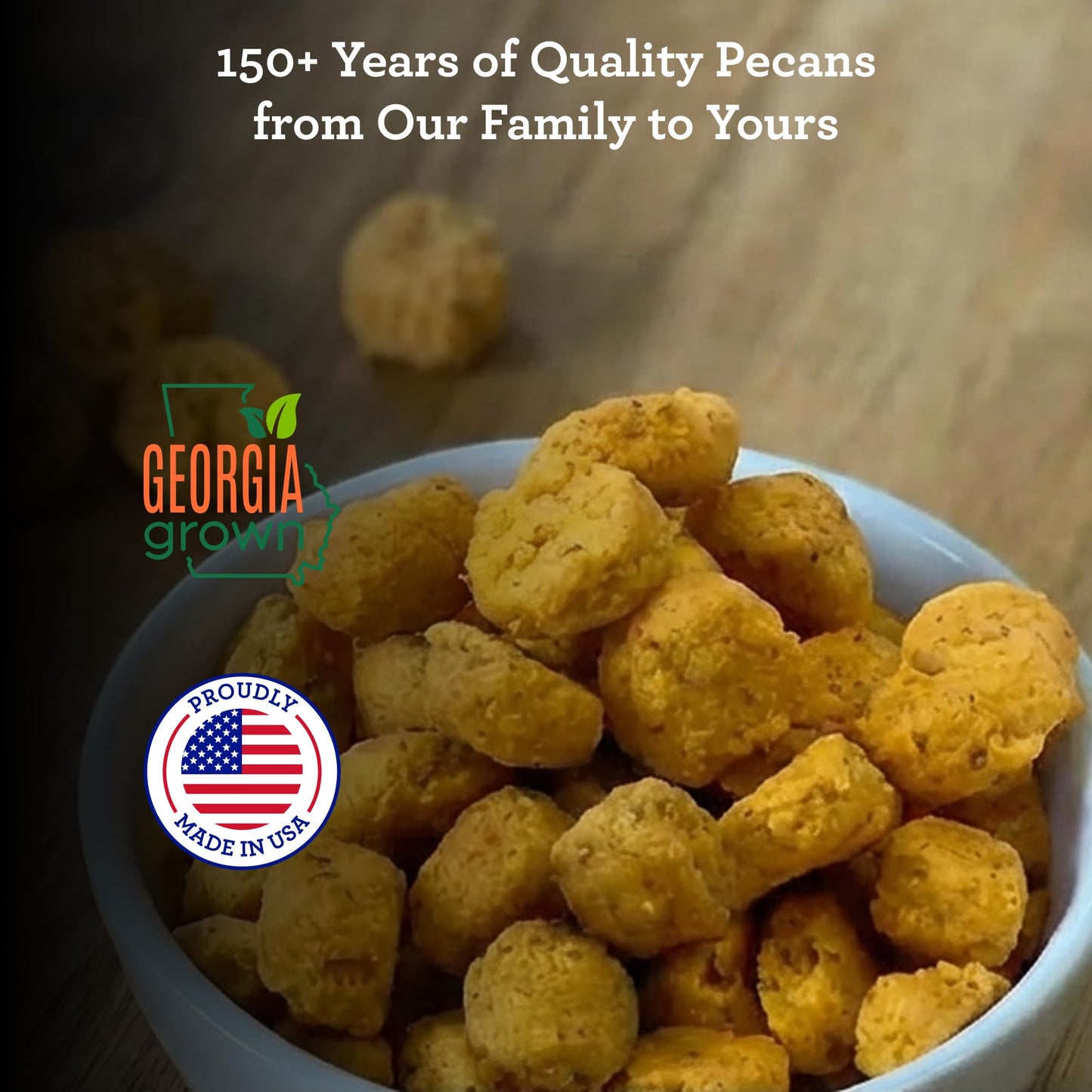 HUDSON PECAN COMPANY Cheddar Pecan Bites - Rich Sharp Cheddar Cheese Snack Made With Premium Georgia Pecan Pieces, Savory Crisp for Charcuterie