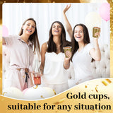 Xvvirnt 100 Pack Gold Plastic Cups, 18 oz Gold Graduation Cup,Plastic Party Cups,Disposable Cup for Party Wedding Birthday Graduation Family