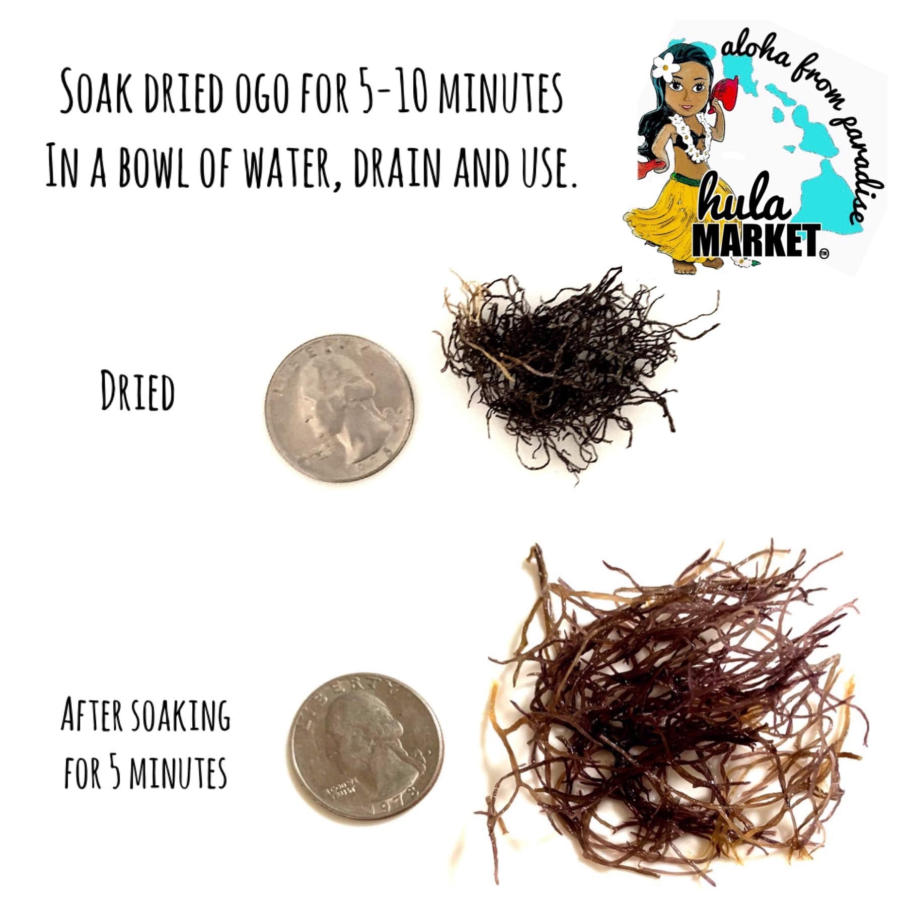 Hula Market Dried Hawaiian Ogo Seaweed