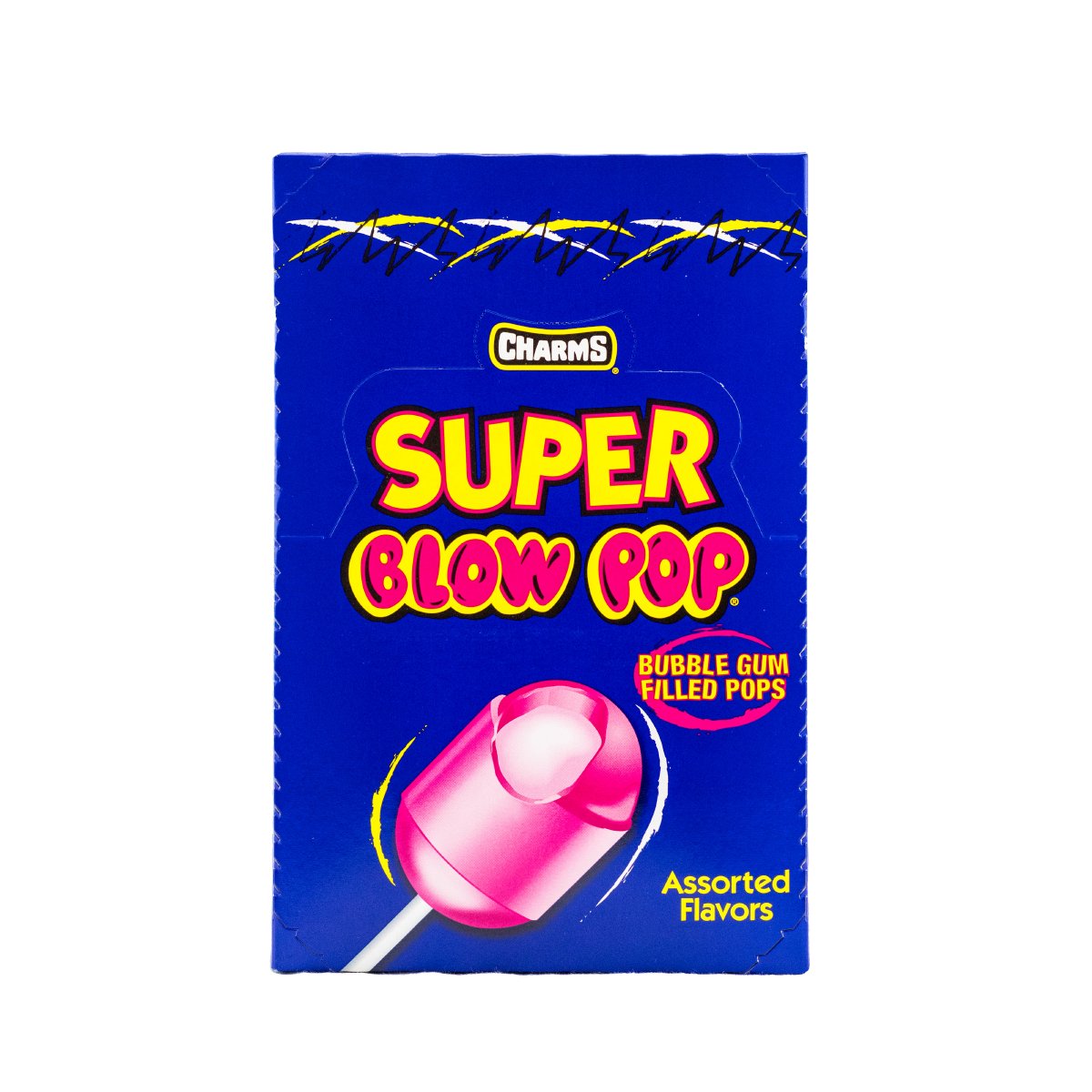Charms Super Blow Pop Lollipops - Dual Candy and Gum Suckers - Holiday Size Bulk Treats for Kids and Adults - Assorted Flavors, 48 Count