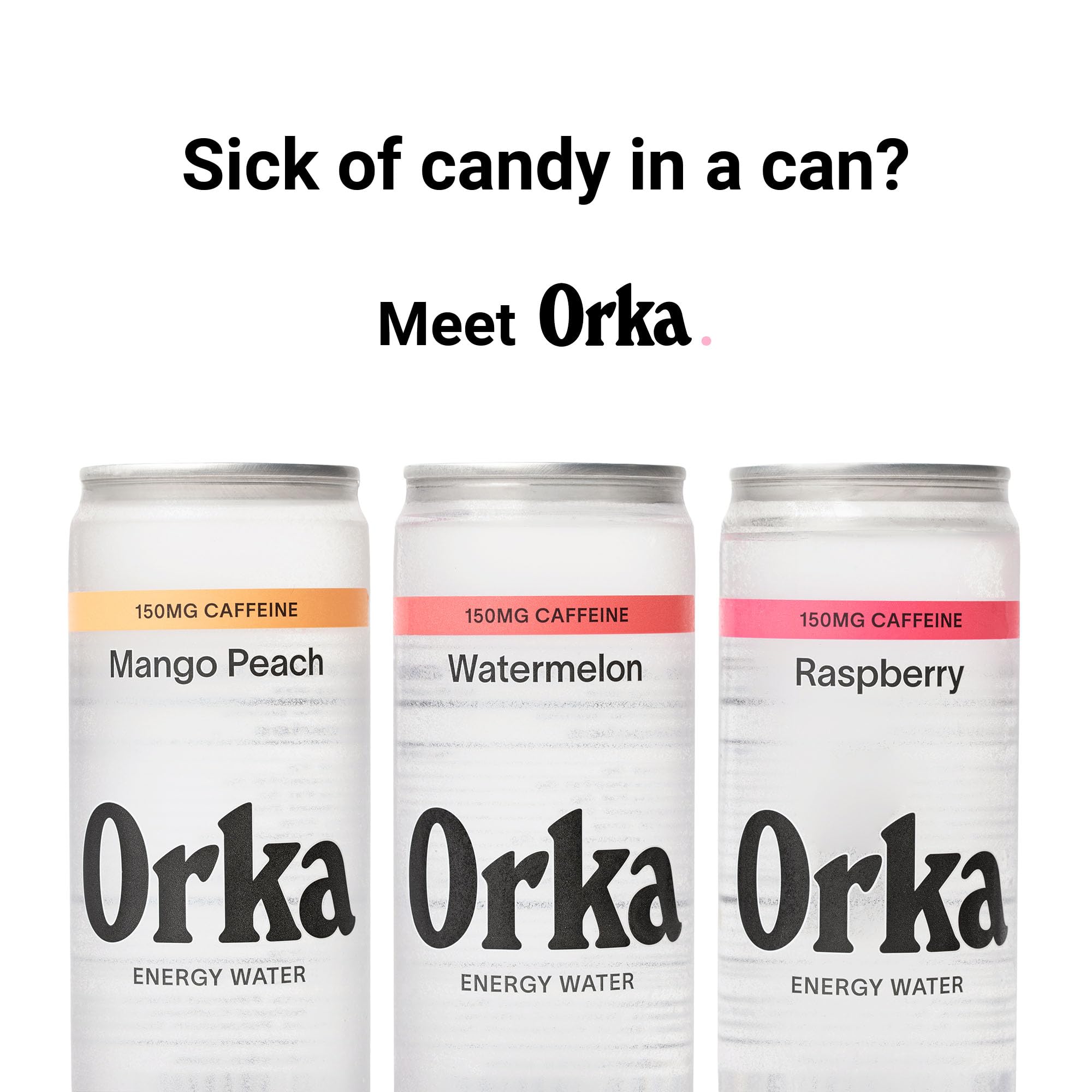 Orka Energy Water - Sugar-Free, Zero-Calorie, Non-Carbonated Caffeinated Water (12oz Cans, Variety Pack) | 150mg Natural Caffeine + Natural L-Theanine