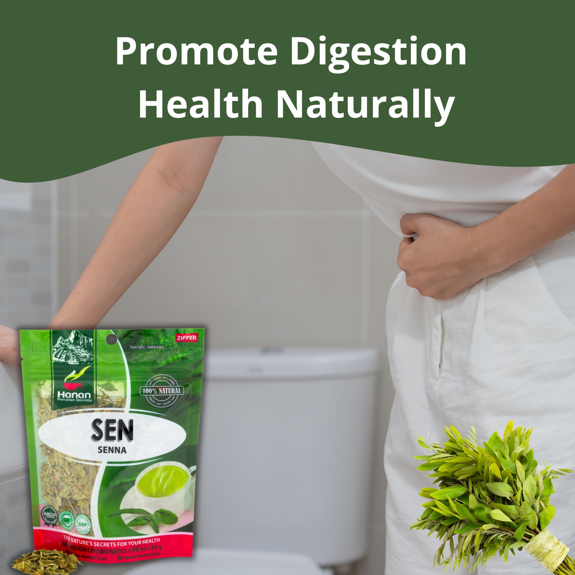 HANAN Senna Leaf Loose Herbal Tea 1.1oz - 30g Dried Herb Wooly Sen Plant Leaves From Peru - Senna Tea